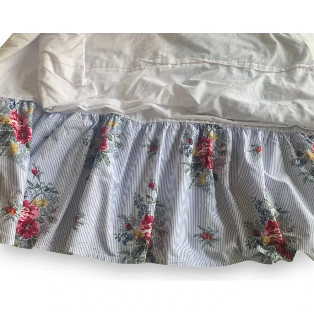 Vintage Chaps Ralph Lauren Bed Skirt Nantucket Western King Dust Ruffle Floral